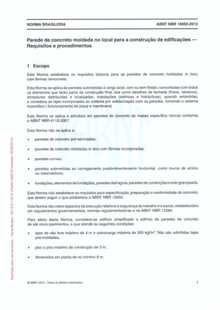 Abnt nbr 16055 parede concreto