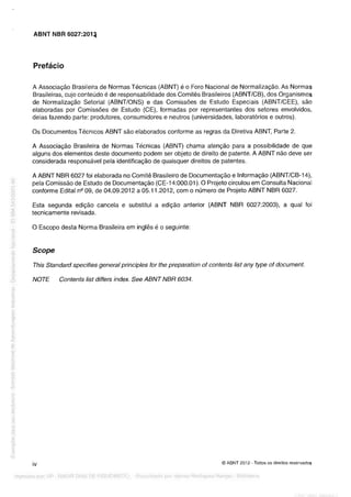 Abnt nbr 6027 sumario