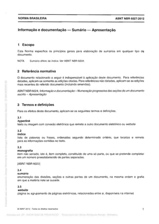 Abnt nbr 6027 sumario