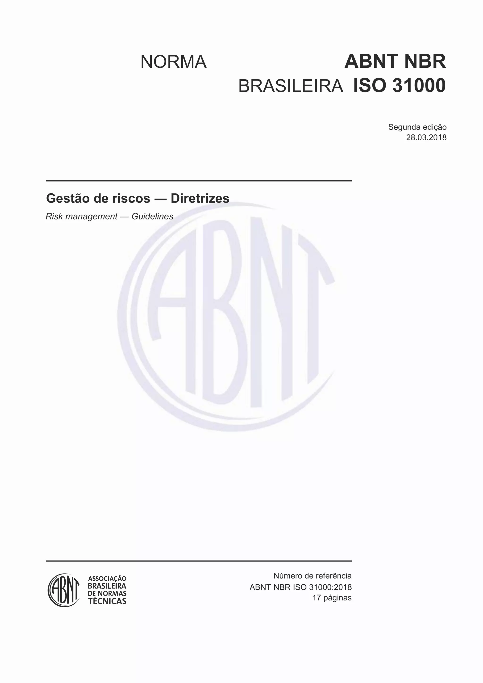 Abnt nbr iso 31000 2018 | PDF