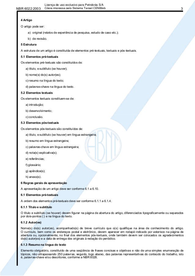 Artigo norma abnt
