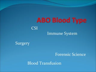 Blood Transfusion Surgery Forensic Science Immune System CSI 