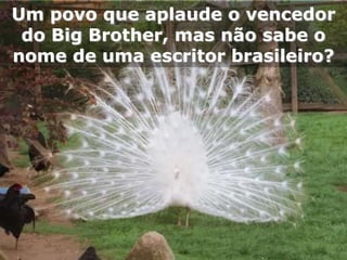 Um povo que aplaude o vencedor
 do Big Brother, mas não sabe o
nome de uma escritor brasileiro?
 