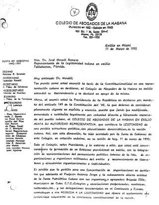 Carta del Colegio de Abogados de la Habana al Dr. José Morell Romero