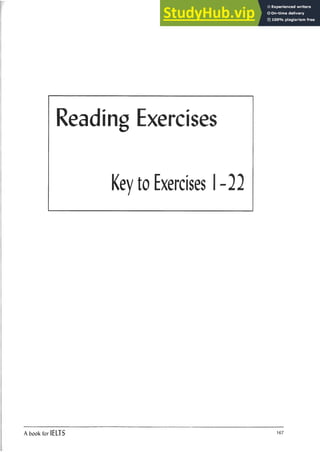 Reading Exercises
Key to Exercises I-21
A book for IELTS 167
 
