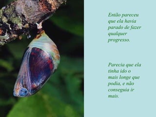 Então pareceu que ela havia parado de fazer qualquer progresso. Parecia que ela tinha ido o mais longe que podia, e não conseguia ir mais. 