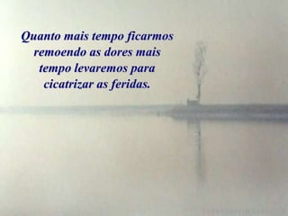 Quanto mais tempo ficarmos
  remoendo as dores mais
   tempo levaremos para
    cicatrizar as feridas.
 