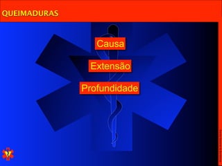 QUEIMADURAS



                 Causa

               Extensão

              Profundidade




                             Escola Nacional de Bombeiros
 