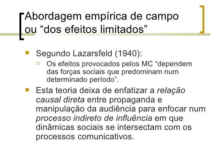 Exemplo De Abordagem Sociológica E Psicológica Teoria Dos Efeitos Limitados
