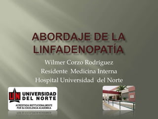 Abordaje de la linfadenopatía Wilmer Corzo Rodríguez Residente  Medicina Interna Hospital Universidad  del Norte 