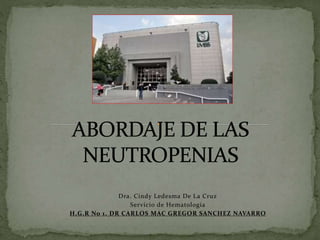 Dra. Cindy Ledesma De La Cruz
Servicio de Hematología
H.G.R No 1. DR CARLOS MAC GREGOR SANCHEZ NAVARRO
 