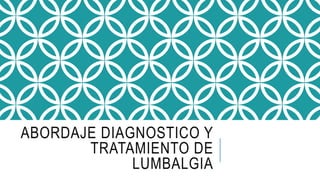 ABORDAJE DIAGNOSTICO Y
TRATAMIENTO DE
LUMBALGIA
 