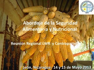 Abordaje de la Seguridad
Alimentaria y Nutricional
Reunión Regional LWR y Contrapartes
León, Nicaragua 14 y 15 de Mayo 2013León, Nicaragua 14 y 15 de Mayo 2013
 
