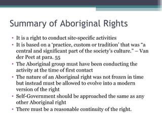 Aboriginal Inherent Rights Aboriginal Rights to Treaty Rights | PPT