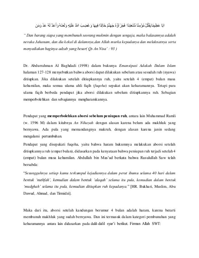 Aborsi Ditinjau Dari Sudut Agama