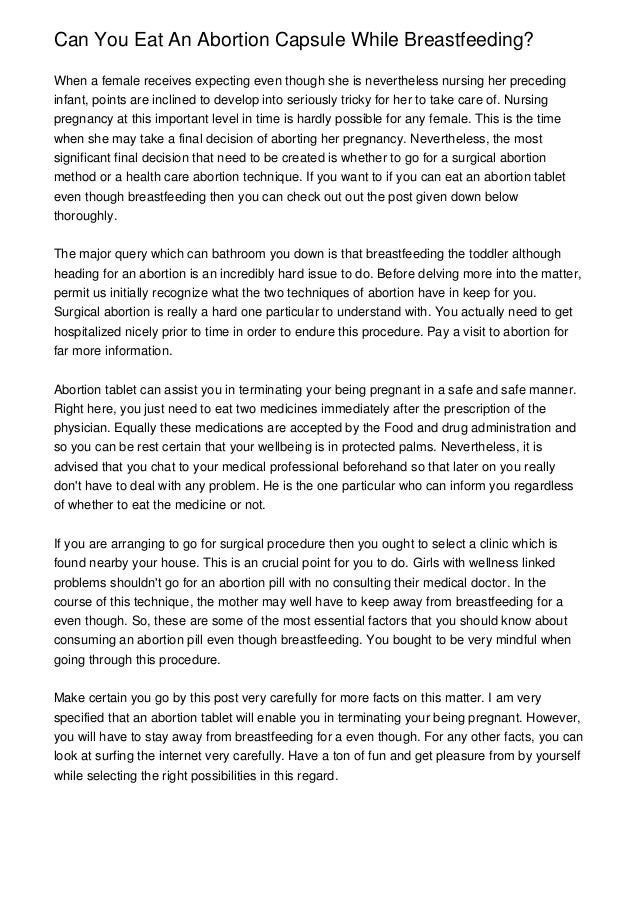 Can You Eat An Abortion Capsule While Breastfeeding?