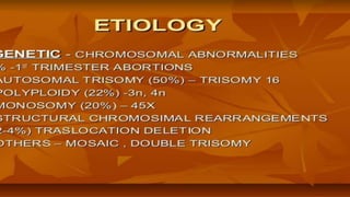 ETIOLOGY OF ABORTION:
 