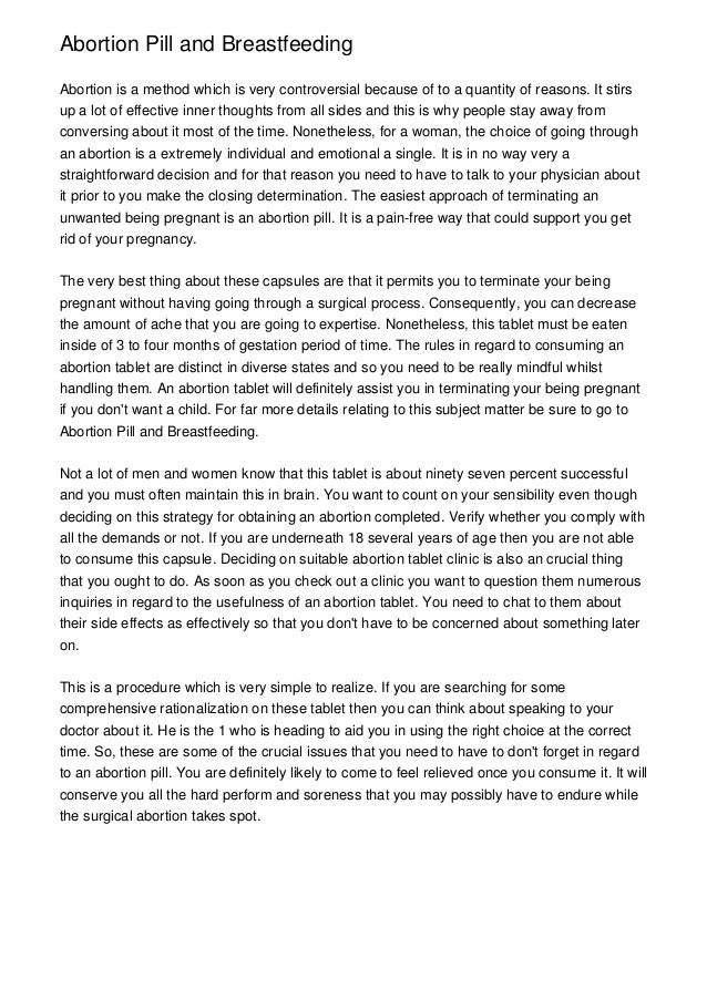 Abortion Pill And Breastfeeding