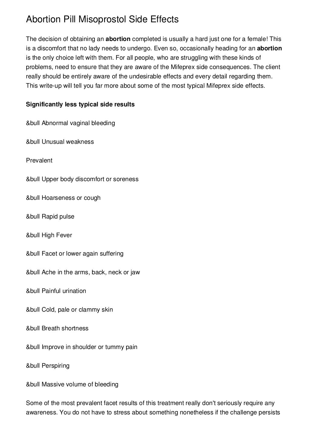 Abortion Pill Misoprostol Side Effects