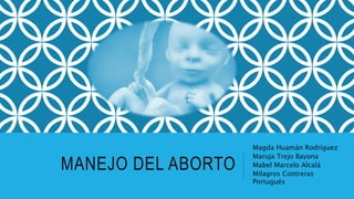 MANEJO DEL ABORTO
Magda Huamán Rodríguez
Maruja Trejo Bayona
Mabel Marcelo Alcalá
Milagros Contreras
Portugués
 