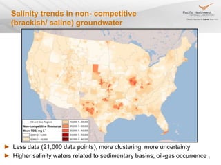 Salinity trends in non- competitive
(brackish/ saline) groundwater
Less data (21,000 data points), more clustering, more u...