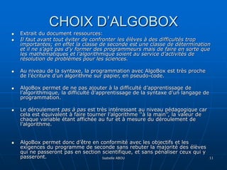 Cours d'algorithme et programmation algobox | PPT