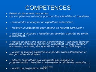 Solution Algorithmique Cours d'algorithme et programmation algobox | PPT