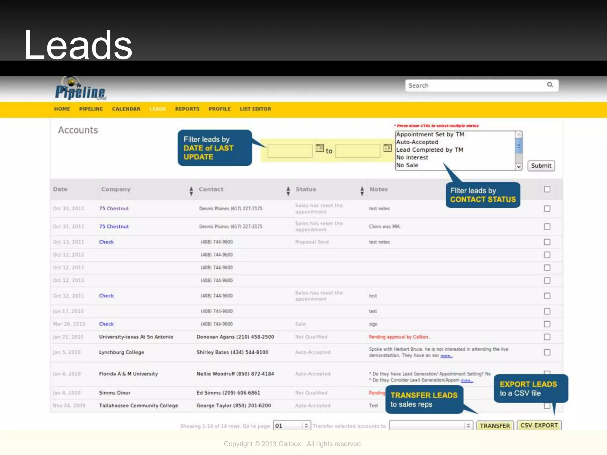 Copyright © 2013 Callbox. All rights reserved.
Leads
 