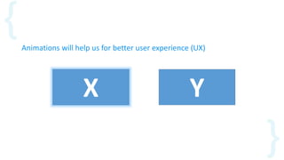 X Y
Animations will help us for better user experience (UX)
 
