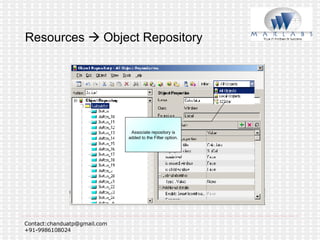 Resources    Object Repository Associate repository is added to the Filter option. 