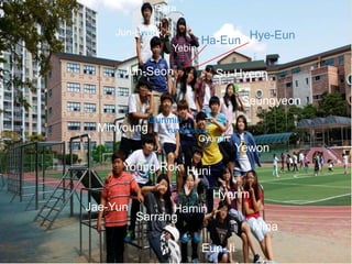 Jun-Hyeok
Yebin
Gara
m
Jun-Seon
Minyoung
Jae-Yun
Sarrang
Eun-Ji
Young-Rok
Hamin
Mina
Hyorim
Yewon
Huni
Gyumin
Gunmin
Yun-Hyeong
Su-Hyeon
Seungyeon
Hye-EunHa-Eun
 