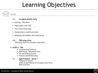 Learning Objectives

Confidential | Copyright © Agile Testing Alliance

 