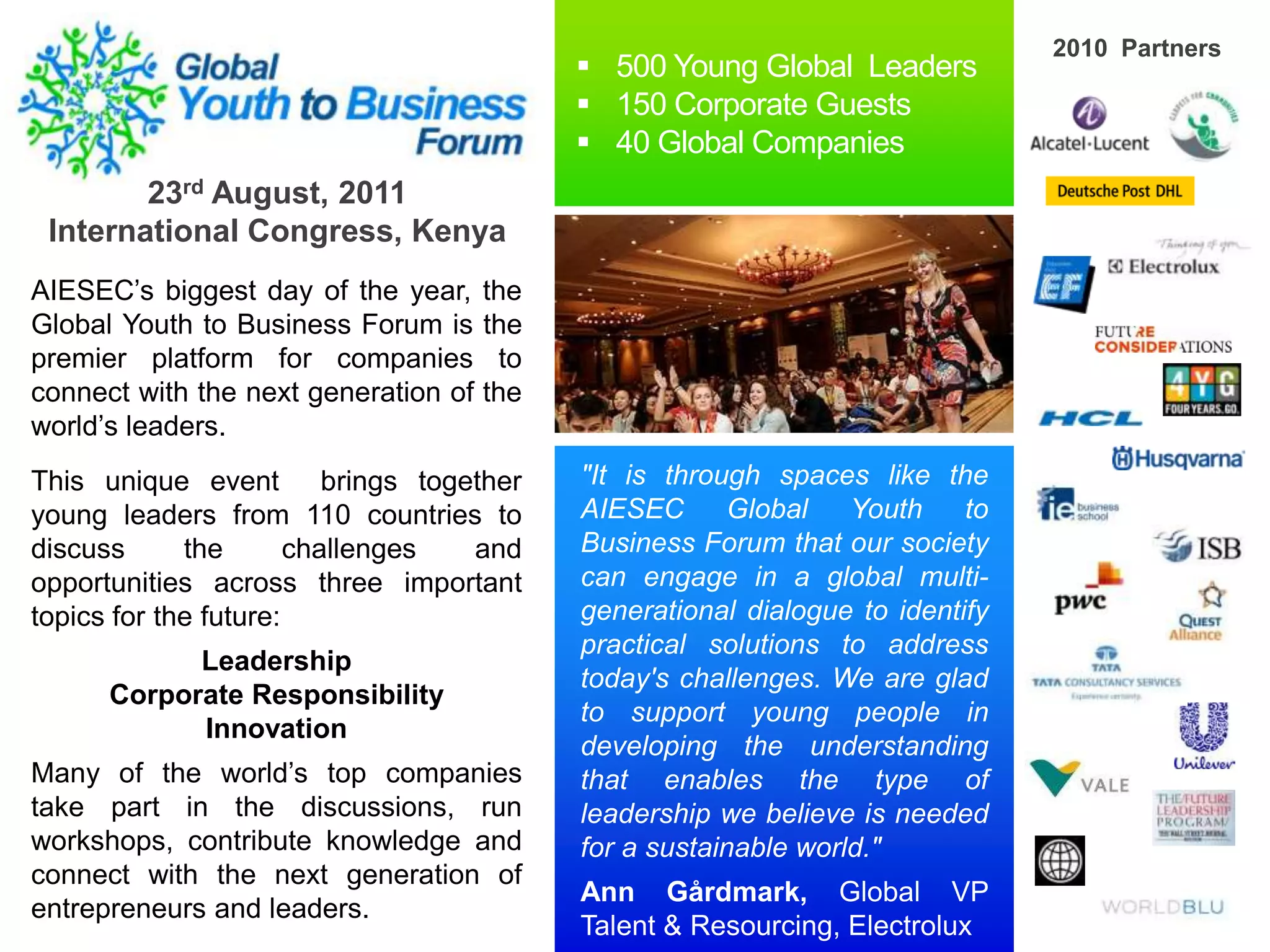 Objective: Leadership Development for positive change in society.