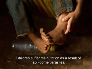 Children suffer malnutrition as a result of  soil-borne parasites. 