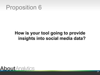 Proposition 6How is your tool going to provide insights into social media data?24