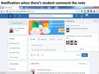 Notification when there’s student comment the note
 