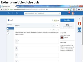 Taking a multiple choice quiz
 