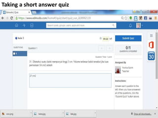 Taking a short answer quiz
 
