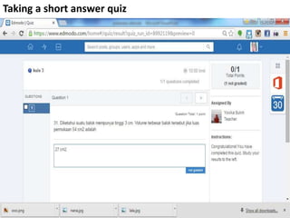 Taking a short answer quiz
 