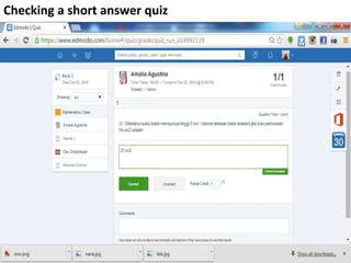 Checking a short answer quiz
 