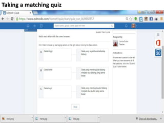 Taking a matching quiz
 