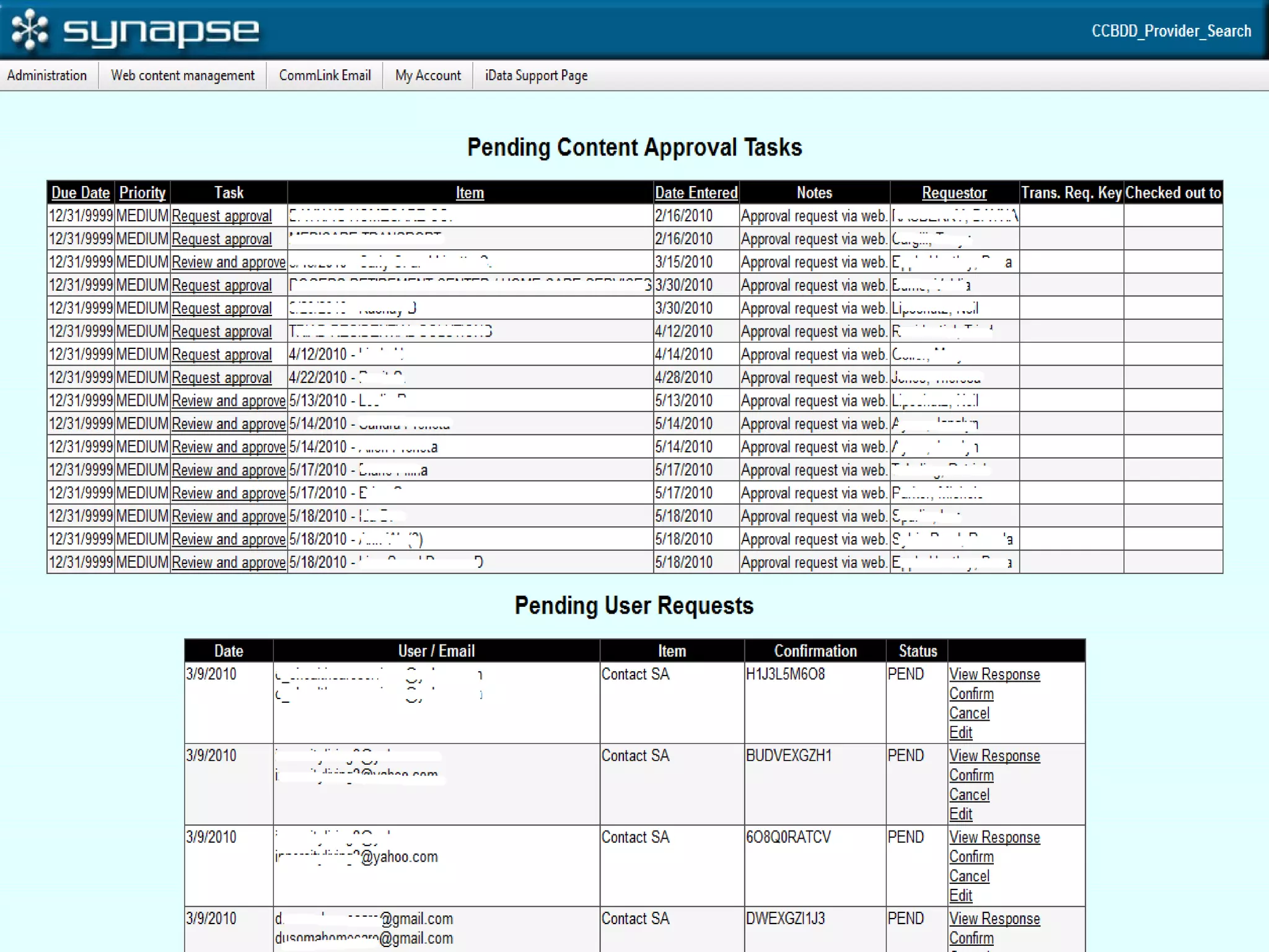 Consumers contact providers
