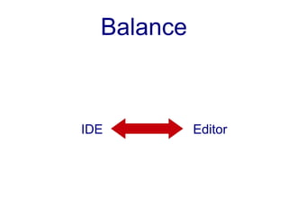 Balance



IDE         Editor
 