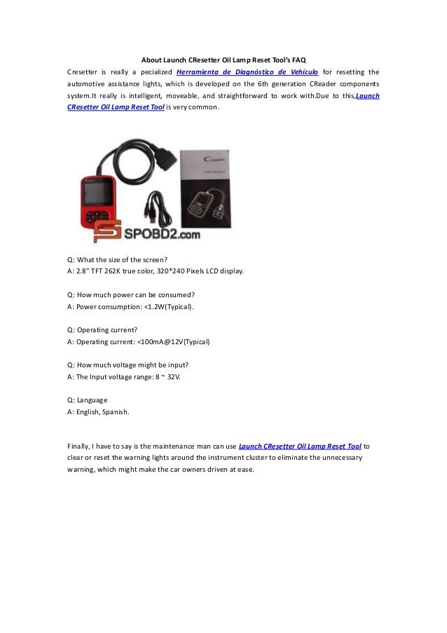 About launch c resetter oil lamp reset tool’s faq