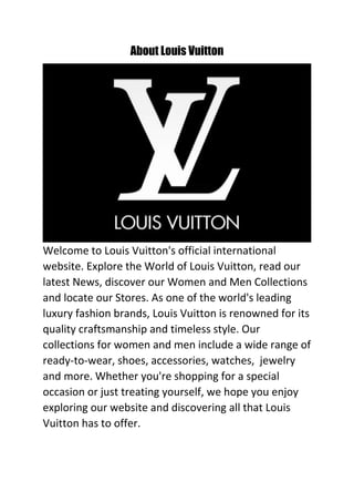 LOUIS VUITTON - Official International Website