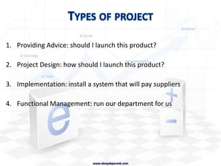 SegmentationIndustryTelcos			- HealthDigital Media		- ManufacturingFinance & Banking	 	- FMCG& RetailUtilities			- TransportationFunctionStrategy			- HRMOperations		- IT (incl. e-business)SectorNon-profitPublicPrivatewww.deepakpareek.com