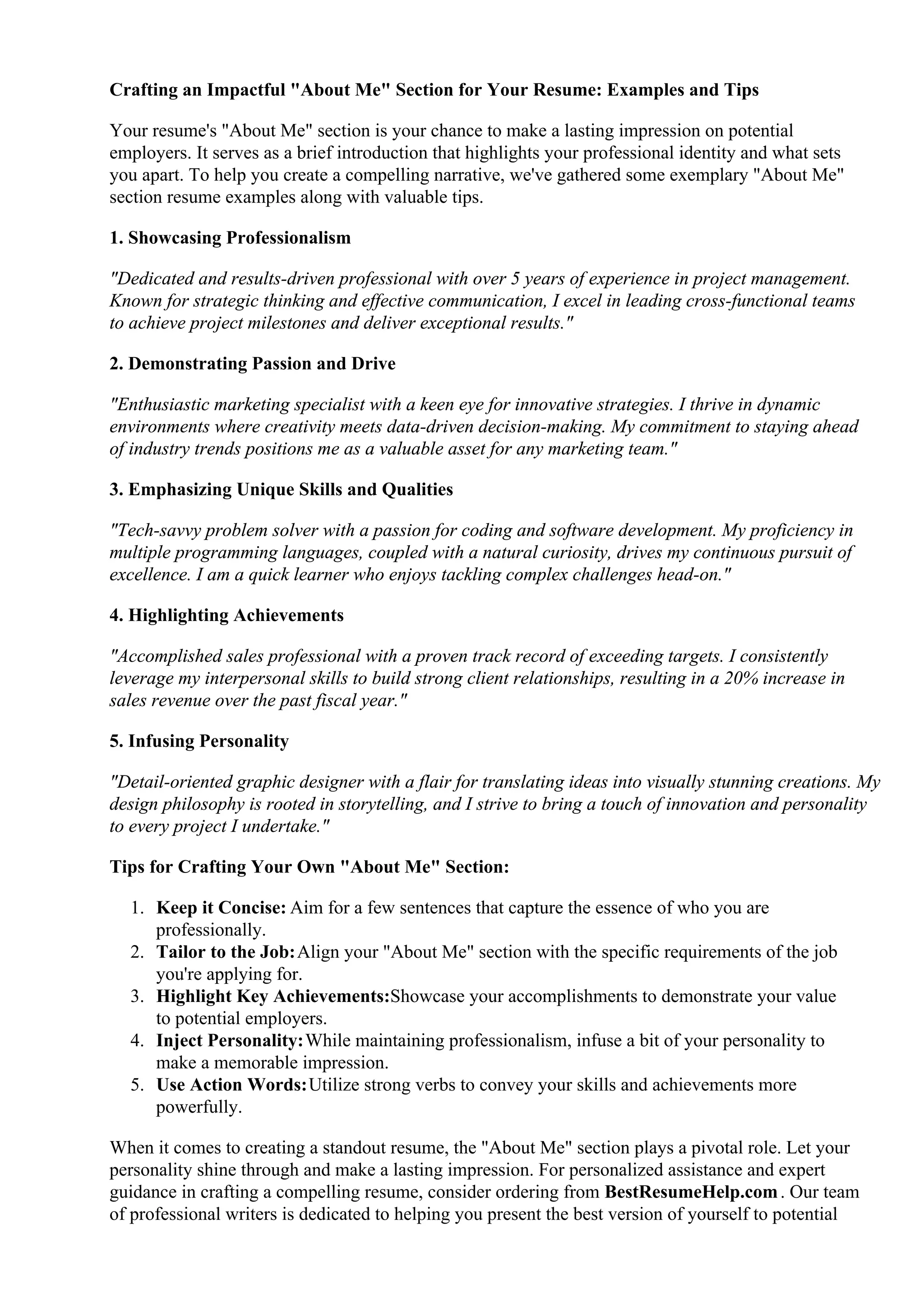 About Me Section Resume Examples - About Me Section Resume Examples 1 2048