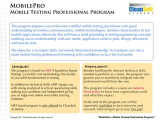 Make a career in software testing: MobilePro - Mobile Testing ...