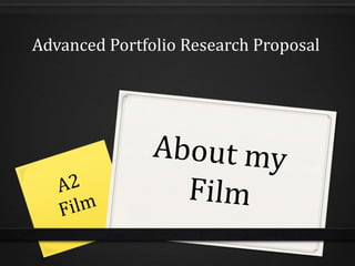 Advanced Portfolio Research Proposal 
 