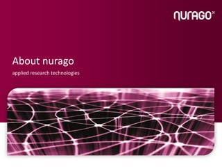 About nurago
applied research technologies
 